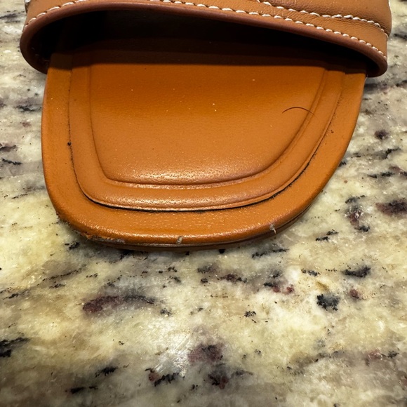 Zara Tan Leather Sandals Thong Style - Picture 5 of 6